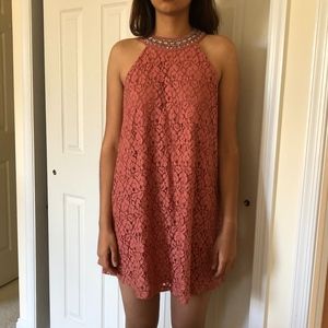 Blush Pink Lace Shift Dress